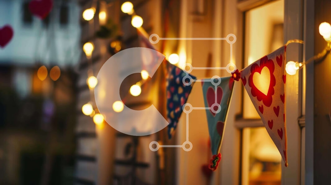 Intra Συλλεκτικό Ξύλινο Παζλ Plywood  4mm - Πολύχρωμα κορδόνια και σημαία σε σχήμα καρδιάς Σε Ξύλινο Κουτί - Διαστάσεις Puzzle: 10x10 cm – 25 κομμάτια