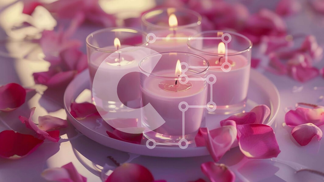 Intra Συλλεκτικό Ξύλινο Παζλ Plywood  4mm - Λευκό πιάτο με κηροπήγια και ροζ πέταλα Σε Ξύλινο Κουτί - Διαστάσεις Puzzle: 10x10 cm – 25 κομμάτια