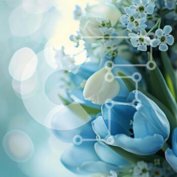 Intra Συλλεκτικό Ξύλινο Παζλ Plywood  4mm - Μπλε και άσπρο στεφάνι λουλουδιών Σε Ξύλινο Κουτί - Διαστάσεις Puzzle: 10x10 cm – 25 κομμάτια - Image 1