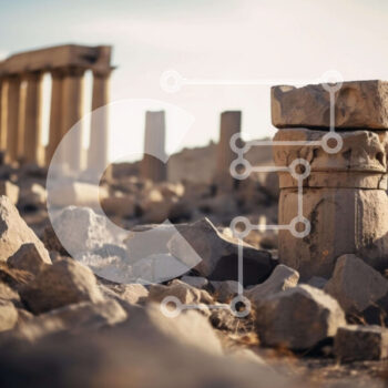 Intra Συλλεκτικό Ξύλινο Παζλ Plywood  4mm - Αρχαίο ερείπιο με βράχους και στύλους Σε Ξύλινο Κουτί - Διαστάσεις Puzzle: 10x10 cm – 25 κομμάτια - Image 1