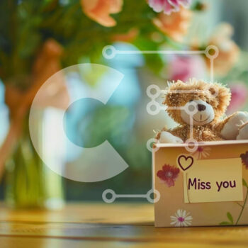 Intra Συλλεκτικό Ξύλινο Παζλ Plywood  4mm - Αρκουδάκι σε κουτί με λουλούδια και σημείωμα "Miss You". Σε Ξύλινο Κουτί - Διαστάσεις Puzzle: 10x10 cm – 25 κομμάτια - Image 1