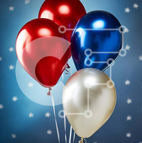 Intra Συλλεκτικό Ξύλινο Παζλ Plywood  4mm - Γιορτή 4ης Ιουλίου με κόκκινα, λευκά και μπλε μπαλόνια Σε Ξύλινο Κουτί - Διαστάσεις Puzzle: 10x10 cm – 25 κομμάτια - Image 1