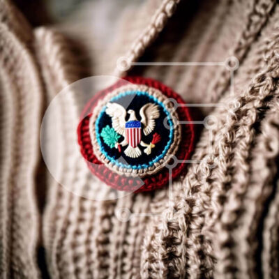 Intra Συλλεκτικό Ξύλινο Παζλ Plywood 4mm - Κόκκινη, λευκή και μπλε καρφίτσα με σχέδιο American Eagle Σε Ξύλινο Κουτί - Διαστάσεις Puzzle: 10x10 cm – 25 κομμάτια - Image 1