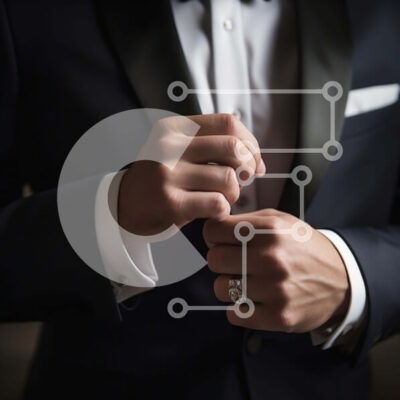 Intra Συλλεκτικό Ξύλινο Παζλ Plywood  4mm - Άνδρας με μαύρο σμόκιν που ρυθμίζει τη βέρα Σε Ξύλινο Κουτί - Διαστάσεις Puzzle: 10x10 cm – 25 κομμάτια - Image 1