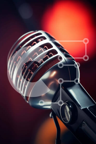 Intra Συλλεκτικό Ξύλινο Παζλ Plywood  4mm - Vintage μικρόφωνο με κόκκινα και πορτοκαλί φώτα Σε Ξύλινο Κουτί - Διαστάσεις Puzzle: 10x10 cm – 25 κομμάτια