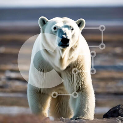 Intra Συλλεκτικό Ξύλινο Παζλ Plywood  4mm - Περίεργη πολική αρκούδα που στέκεται σε εξωτερικούς χώρους Σε Ξύλινο Κουτί - Διαστάσεις: 10x10 cm – 25 κομμάτια - Image 1