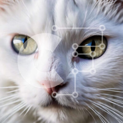 Intra Συλλεκτικό Ξύλινο Παζλ Plywood 4mm - Όμορφη λευκή γάτα με πράσινα μάτια Σε Ξύλινο Κουτί - Διαστάσεις: 10x10 cm – 25 κομμάτια - Image 1