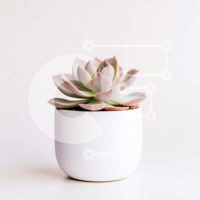 Intra Συλλεκτικό Ξύλινο Παζλ Plywood  4mm - Υγιές παχύφυτο σε γλάστρα σε άσπρο φόντο Σε Ξύλινο Κουτί - Διαστάσεις: 10x10 cm – 25 κομμάτια - Image 1