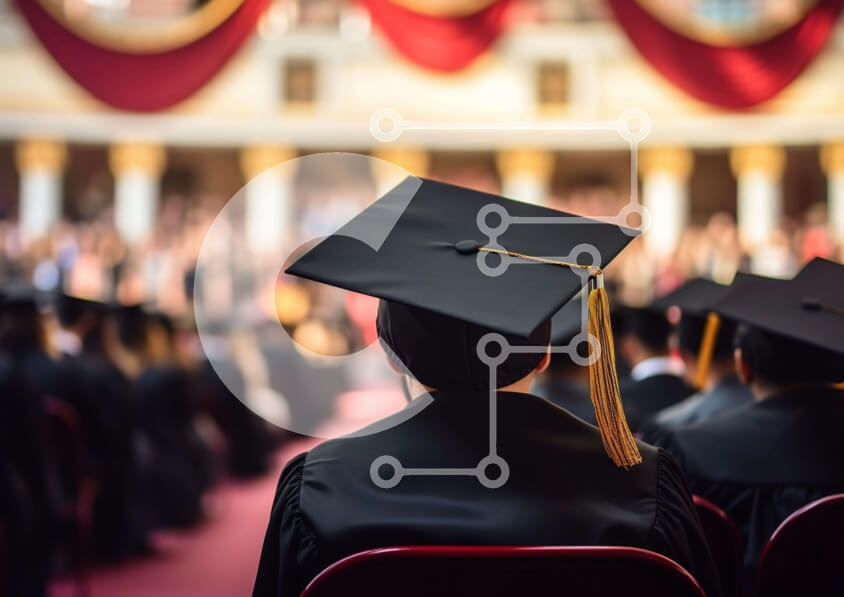 Intra Συλλεκτικό Ξύλινο Παζλ Plywood  4mm - Ομάδα Αποφοίτων στην Ακαδημαϊκή Τελετή Σε Ξύλινο Κουτί - Διαστάσεις Puzzle: 10x10 cm – 25 κομμάτια