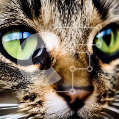 Intra Συλλεκτικό Ξύλινο Παζλ Plywood  4mm - Κοντινό πλάνο με τα πράσινα μάτια της γάτας Σε Ξύλινο Κουτί - Διαστάσεις: 10x10 cm – 25 κομμάτια - Image 1