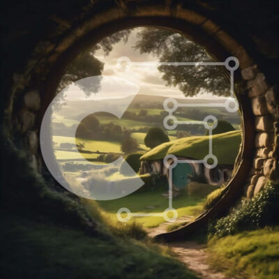 Intra Συλλεκτικό Ξύλινο Παζλ Plywood  4mm - Είσοδος Σπίτι Χόμπιτ στη φύση Σε Ξύλινο Κουτί - Διαστάσεις: 10x10 cm – 25 κομμάτια - Image 1