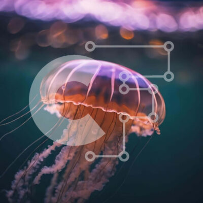 Intra Συλλεκτικό Ξύλινο Παζλ Plywood  4mm - Μέδουσες που κολυμπούν στον υδάτινο βιότοπο Σε Ξύλινο Κουτί - Διαστάσεις: 10x10 cm – 25 κομμάτια - Image 1