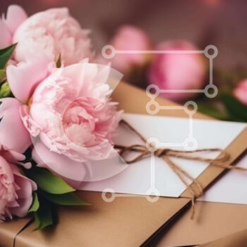 Intra Συλλεκτικό Ξύλινο Παζλ Plywood  4mm - Ρομαντική ανθοδέσμη με ροζ παιώνιες σε φάκελο Σε Ξύλινο Κουτί - Διαστάσεις Puzzle: 10x10 cm – 25 κομμάτια - Image 1