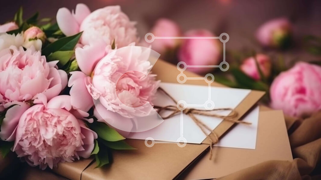 Intra Συλλεκτικό Ξύλινο Παζλ Plywood  4mm - Ρομαντική ανθοδέσμη με ροζ παιώνιες σε φάκελο Σε Ξύλινο Κουτί - Διαστάσεις Puzzle: 10x10 cm – 25 κομμάτια