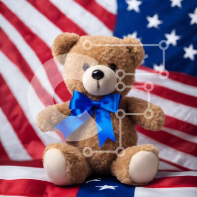 Intra Συλλεκτικό Ξύλινο Παζλ Plywood 4mm - Πατριωτικό αρκουδάκι με αμερικανική σημαία Σε Ξύλινο Κουτί - Διαστάσεις: 10x10 cm – 25 κομμάτια - Image 1