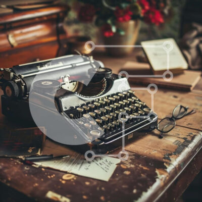 Intra Συλλεκτικό Ξύλινο Παζλ Plywood  4mm - Vintage γραφομηχανή σε ξύλινο τραπέζι Σε Ξύλινο Κουτί - Διαστάσεις: 10x10 cm – 25 κομμάτια - Image 1