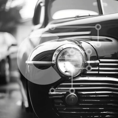 Intra Συλλεκτικό Ξύλινο Παζλ Plywood  4mm - Vintage αυτοκίνητο παρκαρισμένο δίπλα σε άλλα αυτοκίνητα Σε Ξύλινο Κουτί - Διαστάσεις Puzzle: 10x10 cm – 25 κομμάτια - Image 1