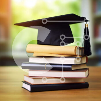 Intra Συλλεκτικό Ξύλινο Παζλ Plywood  4mm - Καπάκι αποφοίτησης σε στοίβες βιβλίων Σε Ξύλινο Κουτί - Διαστάσεις Puzzle: 10x10 cm – 25 κομμάτια - Image 1