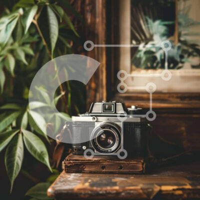 Intra Συλλεκτικό Ξύλινο Παζλ Plywood  4mm - Vintage κάμερα σε ξύλινο τραπέζι Σε Ξύλινο Κουτί - Διαστάσεις: 10x10 cm – 25 κομμάτια - Image 1