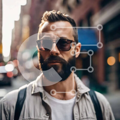 Intra Συλλεκτικό Ξύλινο Παζλ Plywood  4mm - Άνδρας με γυαλιά ηλίου στην Urban Street Σε Ξύλινο Κουτί - Διαστάσεις Puzzle: 10x10 cm – 25 κομμάτια - Image 1