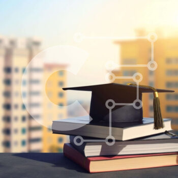 Intra Συλλεκτικό Ξύλινο Παζλ Plywood  4mm - Καπάκι αποφοίτησης στις στοίβες βιβλίων με το City Skyline Σε Ξύλινο Κουτί - Διαστάσεις Puzzle: 10x10 cm – 25 κομμάτια - Image 1