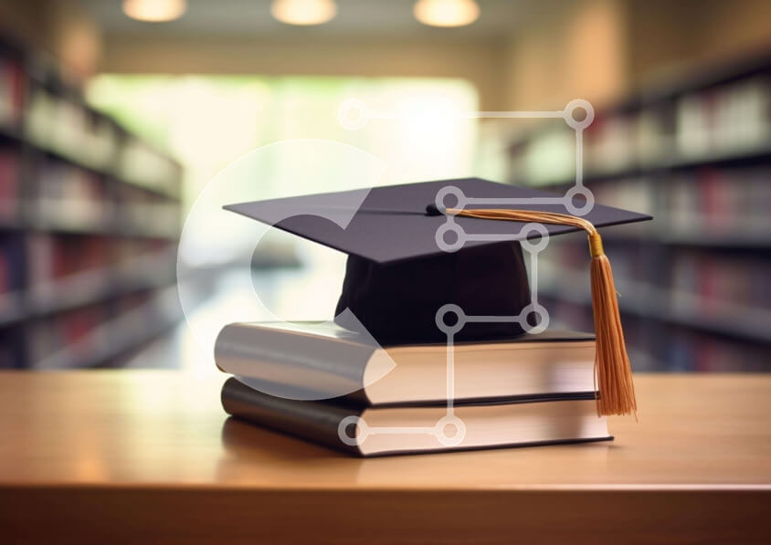 Intra Συλλεκτικό Ξύλινο Παζλ Plywood  4mm - Καπάκι αποφοίτησης και βιβλία Σε Ξύλινο Κουτί - Διαστάσεις Puzzle: 10x10 cm – 25 κομμάτια