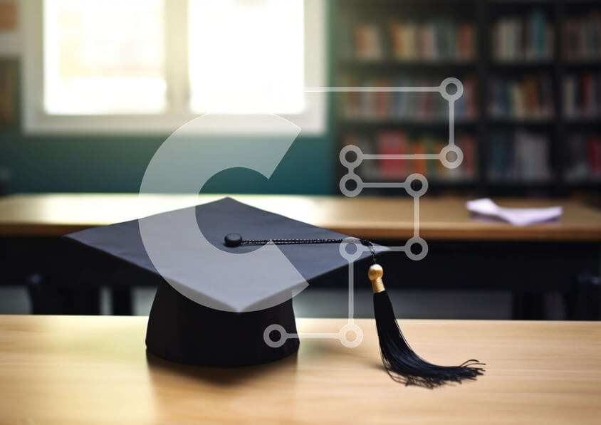 Intra Συλλεκτικό Ξύλινο Παζλ Plywood  4mm - Καπάκι αποφοίτησης και βιβλία Σε Ξύλινο Κουτί - Διαστάσεις Puzzle: 10x10 cm – 25 κομμάτια