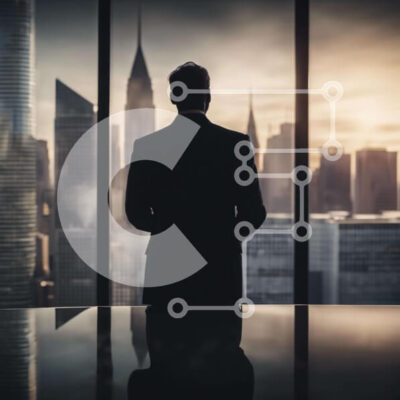 Intra Συλλεκτικό Ξύλινο Παζλ Plywood  4mm - Επιχειρηματίας με θέα στον ορίζοντα της πόλης Σε Ξύλινο Κουτί - Διαστάσεις Puzzle: 10x10 cm – 25 κομμάτια - Image 1