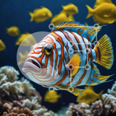 Intra Συλλεκτικό Ξύλινο Παζλ Plywood  4mm - Πολύχρωμα ψάρια που κολυμπούν σε τροπικά νερά Σε Ξύλινο Κουτί - Διαστάσεις: 10x10 cm – 25 κομμάτια - Image 1