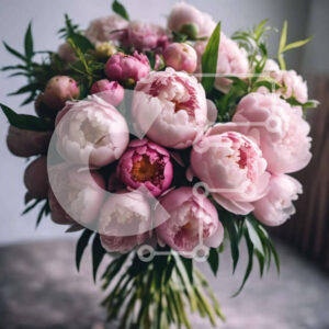 Intra Συλλεκτικό Ξύλινο Παζλ Plywood  4mm - Ροζ μπουκέτο παιώνιας στο τραπέζι Σε Ξύλινο Κουτί - Διαστάσεις: 10x10 cm – 25 κομμάτια