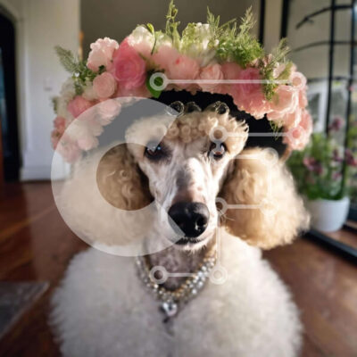 Intra Συλλεκτικό Ξύλινο Παζλ Plywood  4mm - Λευκό κανίς που φορά περίτεχνο στέμμα λουλουδιών Σε Ξύλινο Κουτί - Διαστάσεις: 10x10 cm – 25 κομμάτια - Image 1