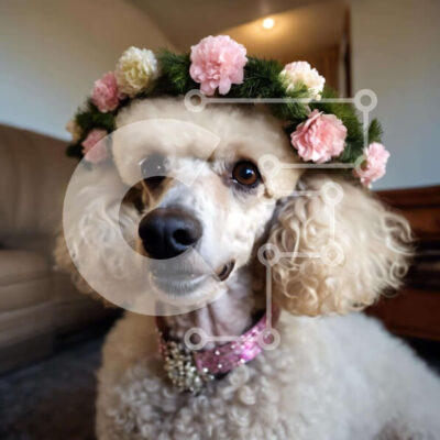 Intra Συλλεκτικό Ξύλινο Παζλ Plywood  4mm - Λευκό κανίς με κορώνα λουλουδιών Σε Ξύλινο Κουτί - Διαστάσεις: 10x10 cm – 25 κομμάτια - Image 1