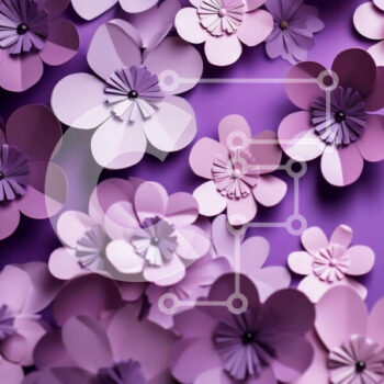 Intra Συλλεκτικό Ξύλινο Παζλ Plywood  4mm - Μωβ φόντο με χάρτινα λουλούδια σε διάφορα σχήματα και μεγέθη Σε Ξύλινο Κουτί - Διαστάσεις Puzzle: 10x10 cm – 25 κομμάτια - Image 1