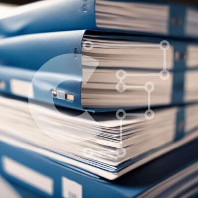 Intra Συλλεκτικό Ξύλινο Παζλ Plywood  4mm - Στοίβα από μπλε συνδετικά και φακέλους Σε Ξύλινο Κουτί - Διαστάσεις: 10x10 cm – 25 κομμάτια - Image 1