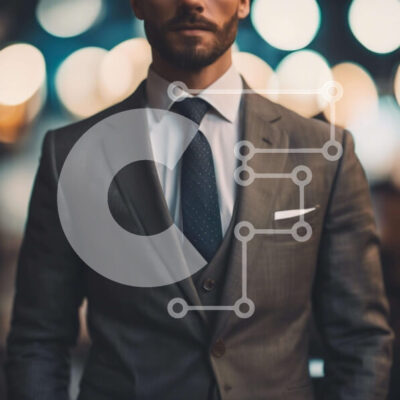 Intra Συλλεκτικό Ξύλινο Παζλ Plywood  4mm - Άνδρας με κομψό κοστούμι και γραβάτα με φώτα Σε Ξύλινο Κουτί - Διαστάσεις Puzzle: 10x10 cm – 25 κομμάτια - Image 1