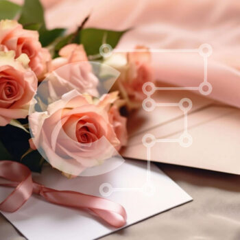 Intra Συλλεκτικό Ξύλινο Παζλ Plywood  4mm - Ροζ τριαντάφυλλα μπουκέτο και φάκελος με κορδέλα Σε Ξύλινο Κουτί - Διαστάσεις Puzzle: 10x10 cm – 25 κομμάτια - Image 1