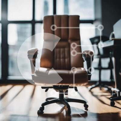 Intra Συλλεκτικό Ξύλινο Παζλ Plywood 4mm - Καφέ δερμάτινη καρέκλα γραφείου σε έναν κενό χώρο γραφείου Σε Ξύλινο Κουτί - Διαστάσεις Puzzle: 10x10 cm – 25 κομμάτια - Image 1