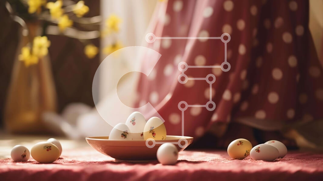 Intra Συλλεκτικό Ξύλινο Παζλ Plywood  4mm - Πασχαλινά αυγά και νάρκισσους σε εορταστικό σκηνικό Σε Ξύλινο Κουτί - Διαστάσεις: 10x10 cm – 25 κομμάτια