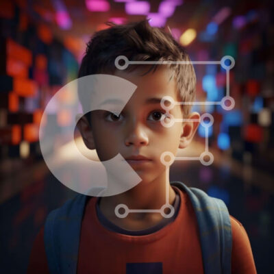 Intra Συλλεκτικό Ξύλινο Παζλ Plywood  4mm - Νεαρό αγόρι στο πολύχρωμο φωτισμένο διάδρομο Σε Ξύλινο Κουτί - Διαστάσεις Puzzle: 10x10 cm – 25 κομμάτια - Image 1