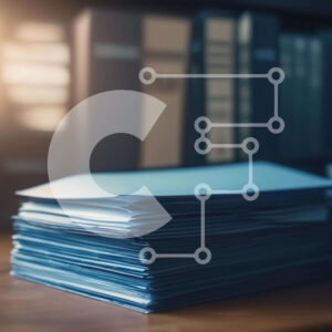 Intra Συλλεκτικό Ξύλινο Παζλ Plywood  4mm - Στοίβα από μπλε φακέλους σε ράφια Σε Ξύλινο Κουτί - Διαστάσεις: 10x10 cm – 25 κομμάτια