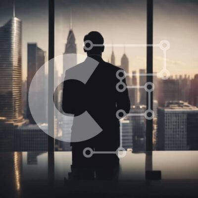 Intra Συλλεκτικό Ξύλινο Παζλ Plywood  4mm - Σιλουέτα του επιχειρηματία στο παράθυρο γραφείων Σε Ξύλινο Κουτί - Διαστάσεις Puzzle: 10x10 cm – 25 κομμάτια - Image 1