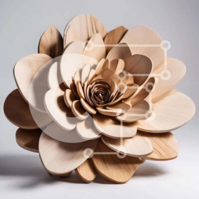 Intra Συλλεκτικό Ξύλινο Παζλ Plywood  4mm - Ξύλινο γλυπτό λουλουδιών σε λευκή επιφάνεια Σε Ξύλινο Κουτί - Διαστάσεις: 10x10 cm – 25 κομμάτια - Image 1