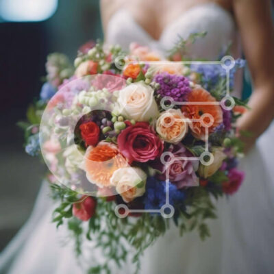 Intra Συλλεκτικό Ξύλινο Παζλ Plywood 4mm - Πολύχρωμη νυφική ανθοδέσμη στη γαμήλια τελετή Σε Ξύλινο Κουτί - Διαστάσεις: 10x10 cm – 25 κομμάτια - Image 1