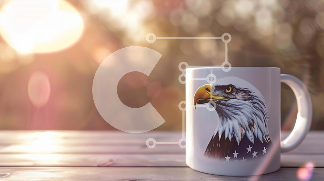 Intra Συλλεκτικό Ξύλινο Παζλ Plywood  4mm - Λευκή κούπα καφέ με σχέδιο Eagle Σε Ξύλινο Κουτί - Διαστάσεις: 10x10 cm – 25 κομμάτια