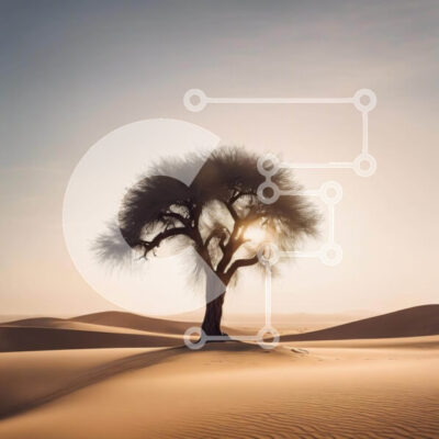 Intra Συλλεκτικό Ξύλινο Παζλ Plywood 4mm - Μοναχικό δέντρο στην έρημο στο ηλιοβασίλεμα Σε Ξύλινο Κουτί - Διαστάσεις: 10x10 cm – 25 κομμάτια - Image 1