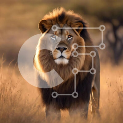 Intra Συλλεκτικό Ξύλινο Παζλ Plywood  4mm - Majestic Lion στο Grassy Field Σε Ξύλινο Κουτί - Διαστάσεις: 10x10 cm – 25 κομμάτια - Image 1