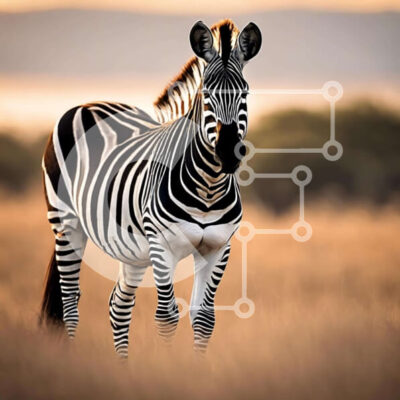 Intra Συλλεκτικό Ξύλινο Παζλ Plywood  4mm - Ζέβρα στο γρασίδι στο ηλιοβασίλεμα Σε Ξύλινο Κουτί - Διαστάσεις: 10x10 cm – 25 κομμάτια - Image 1