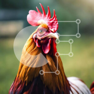 Intra Συλλεκτικό Ξύλινο Παζλ Plywood  4mm - Κόκκινος και άσπρος κόκορας στο γρασίδι Σε Ξύλινο Κουτί - Διαστάσεις: 10x10 cm – 25 κομμάτια