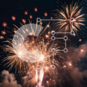 Intra Συλλεκτικό Ξύλινο Παζλ Plywood  4mm - Πολύχρωμα πυροτεχνήματα που φωτίζουν τον νυχτερινό ουρανό Σε Ξύλινο Κουτί - Διαστάσεις: 10x10 cm – 25 κομμάτια