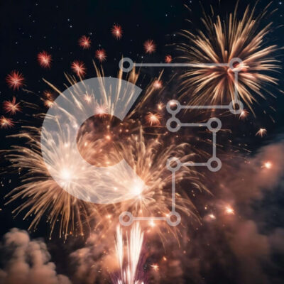 Intra Συλλεκτικό Ξύλινο Παζλ Plywood  4mm - Πολύχρωμα πυροτεχνήματα που φωτίζουν τον νυχτερινό ουρανό Σε Ξύλινο Κουτί - Διαστάσεις: 10x10 cm – 25 κομμάτια - Image 1